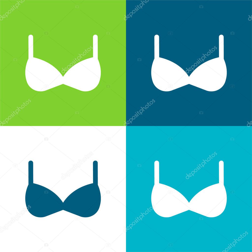 Bra Flat four color minimal icon set