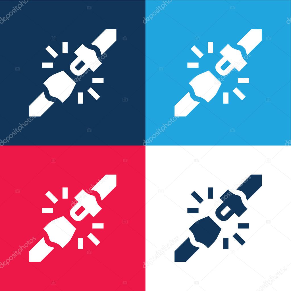 Belt blue and red four color minimal icon set