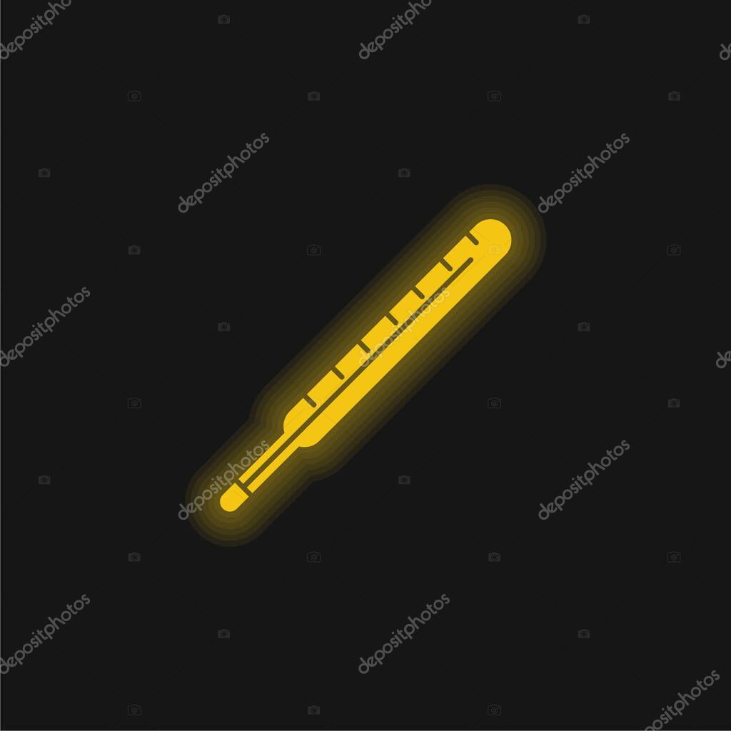 Body Thermometer yellow glowing neon icon