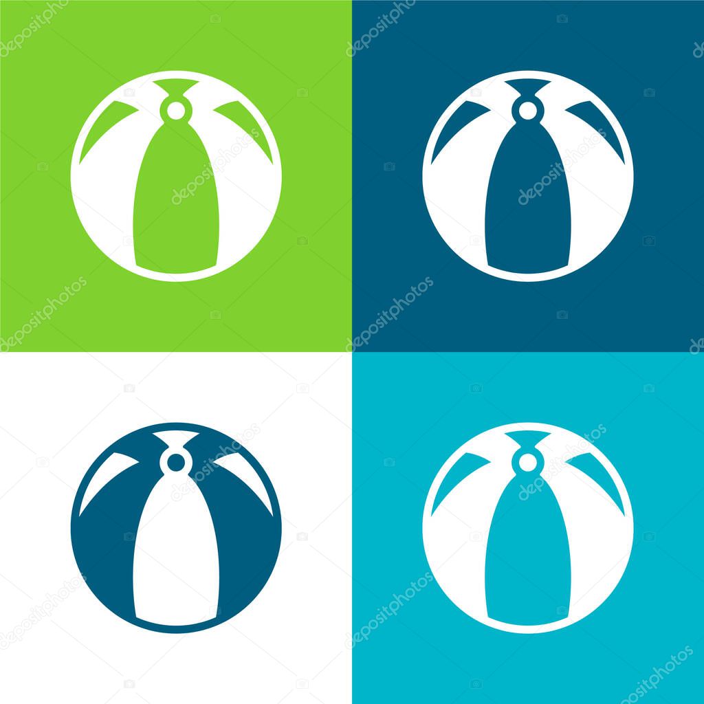 Big Beach Ball Flat four color minimal icon set