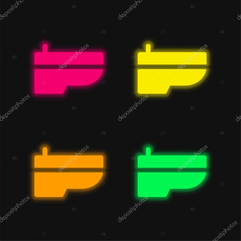 Bidet four color glowing neon vector icon