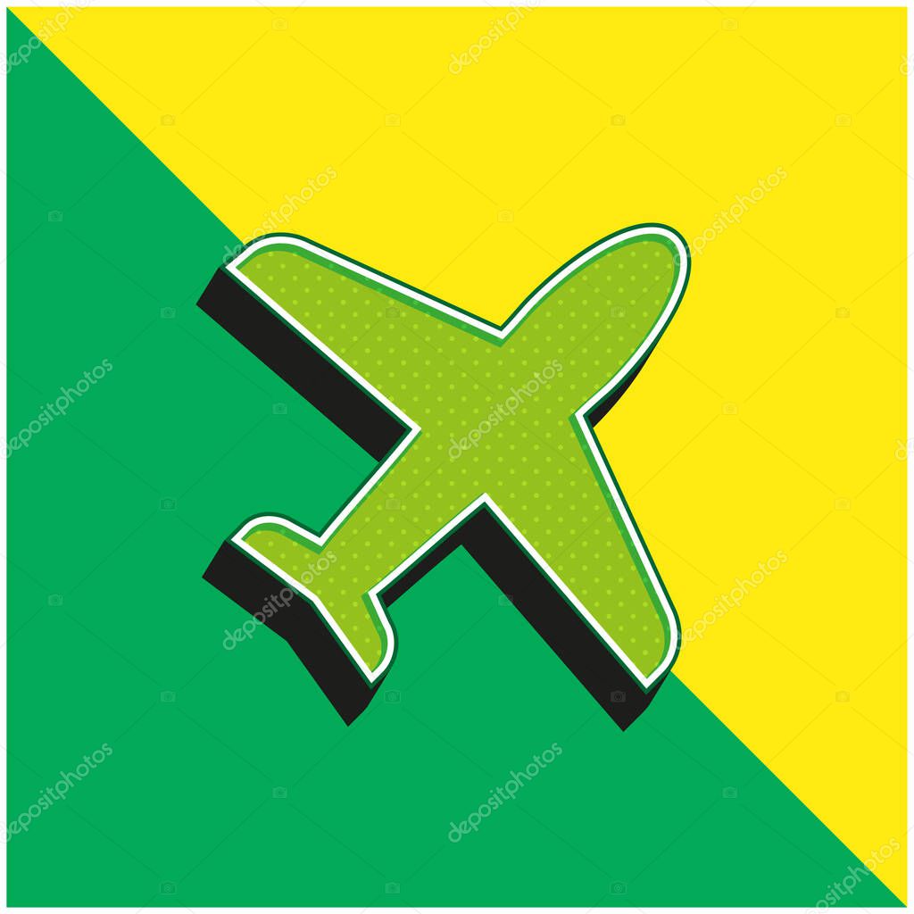 Airplane Green and yellow modern 3d vector icon logo