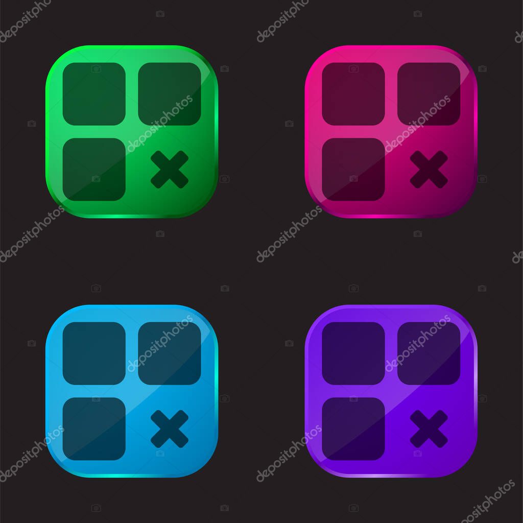App four color glass button icon