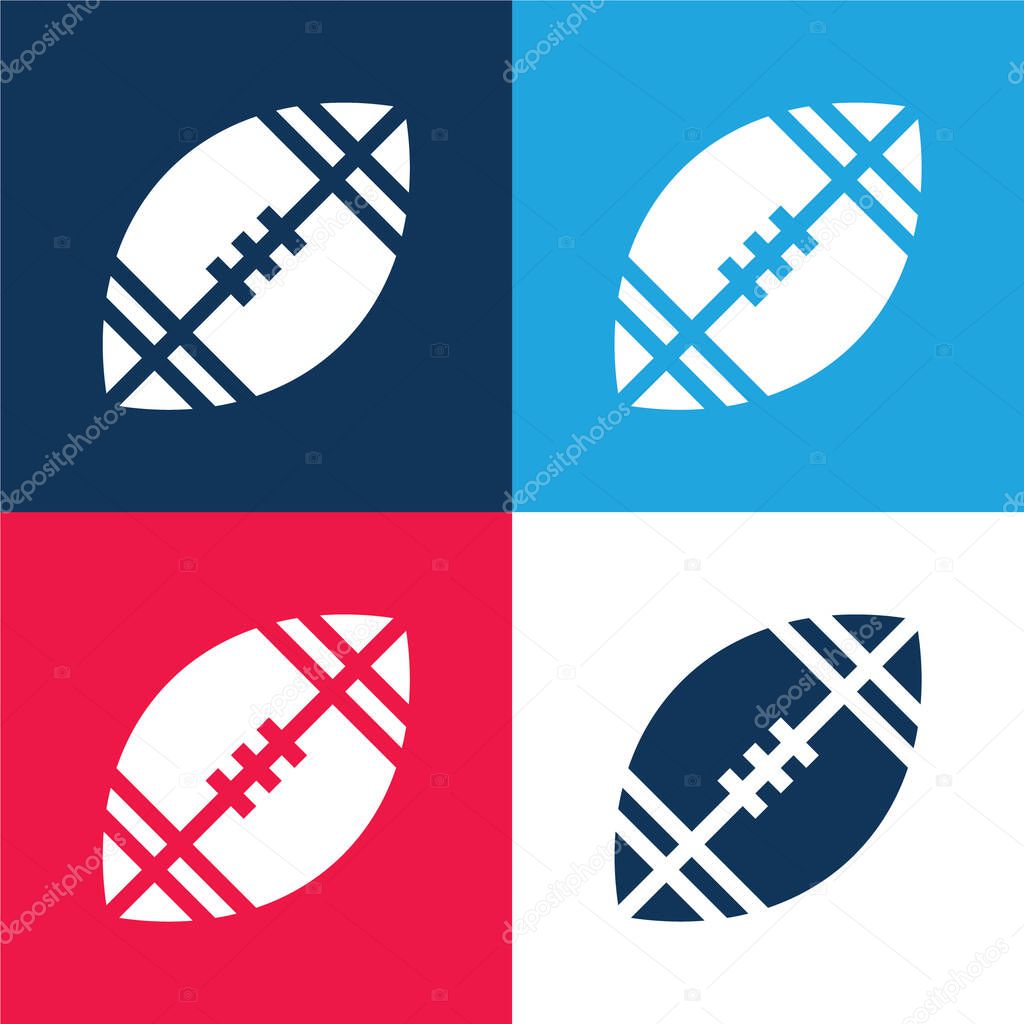American Football blue and red four color minimal icon set