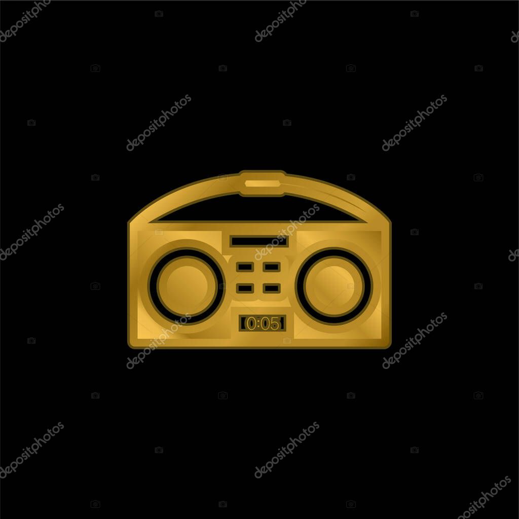 Boombox gold plated metalic icon or logo vector