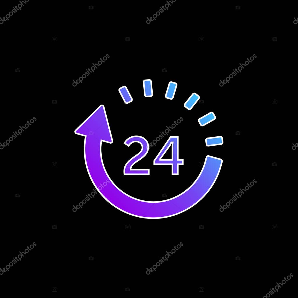 24 Hours Delivery blue gradient vector icon