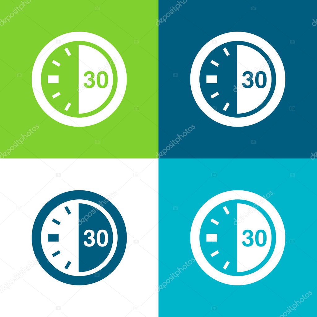 30 Seconds On A Timer Flat four color minimal icon set