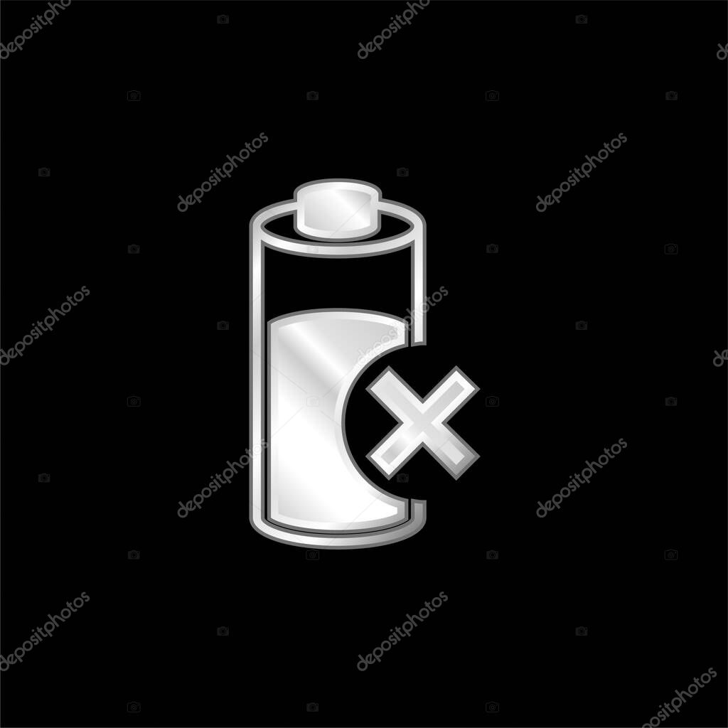 Battery silver plated metallic icon