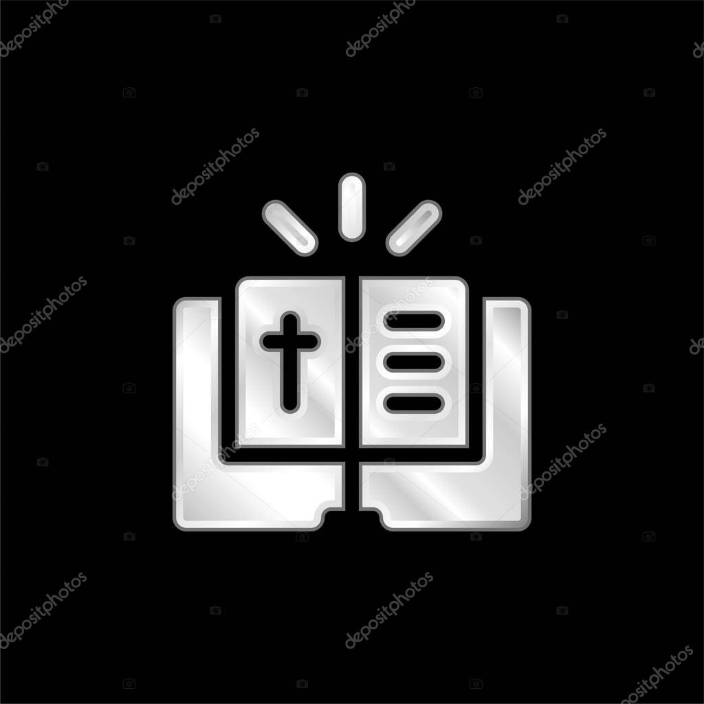 Bible silver plated metallic icon