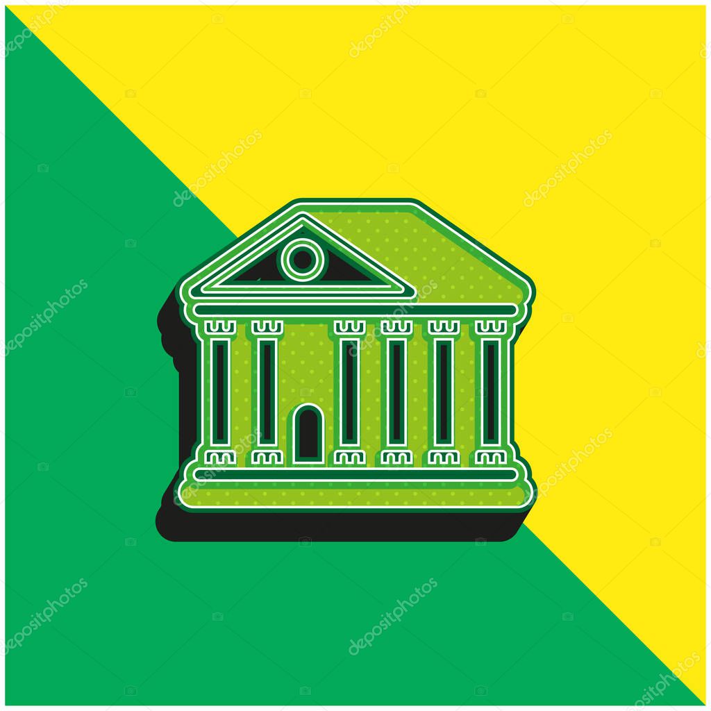 Bank Green and yellow modern 3d vector icon logo