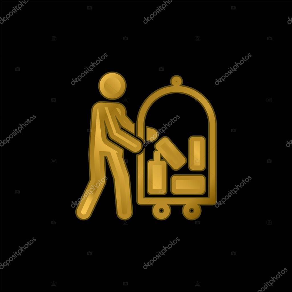Bellboy gold plated metalic icon or logo vector
