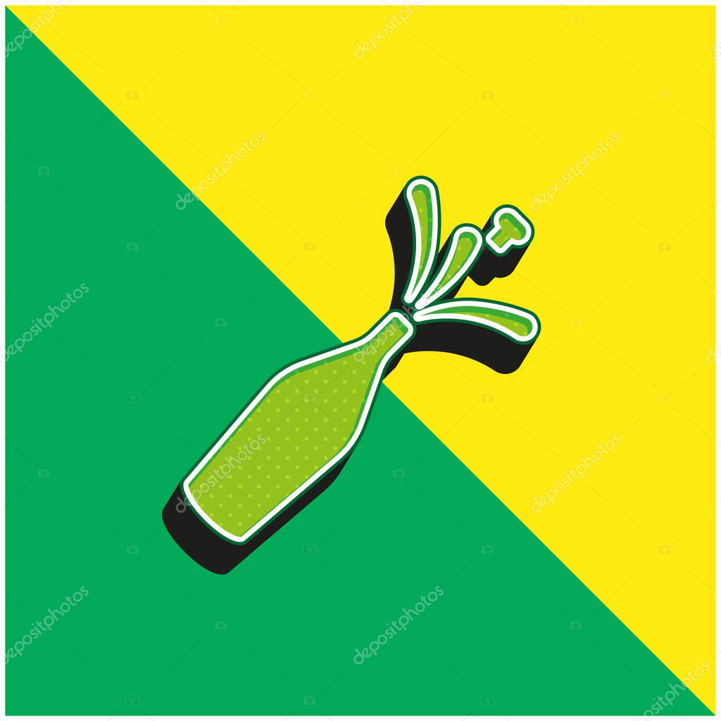 Bottle Green and yellow modern 3d vector icon logo