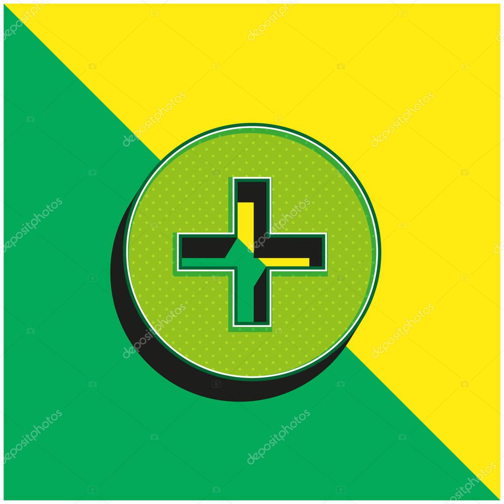 Add Interface Circular Symbol With Plus Sign Green and yellow modern 3d vector icon logo