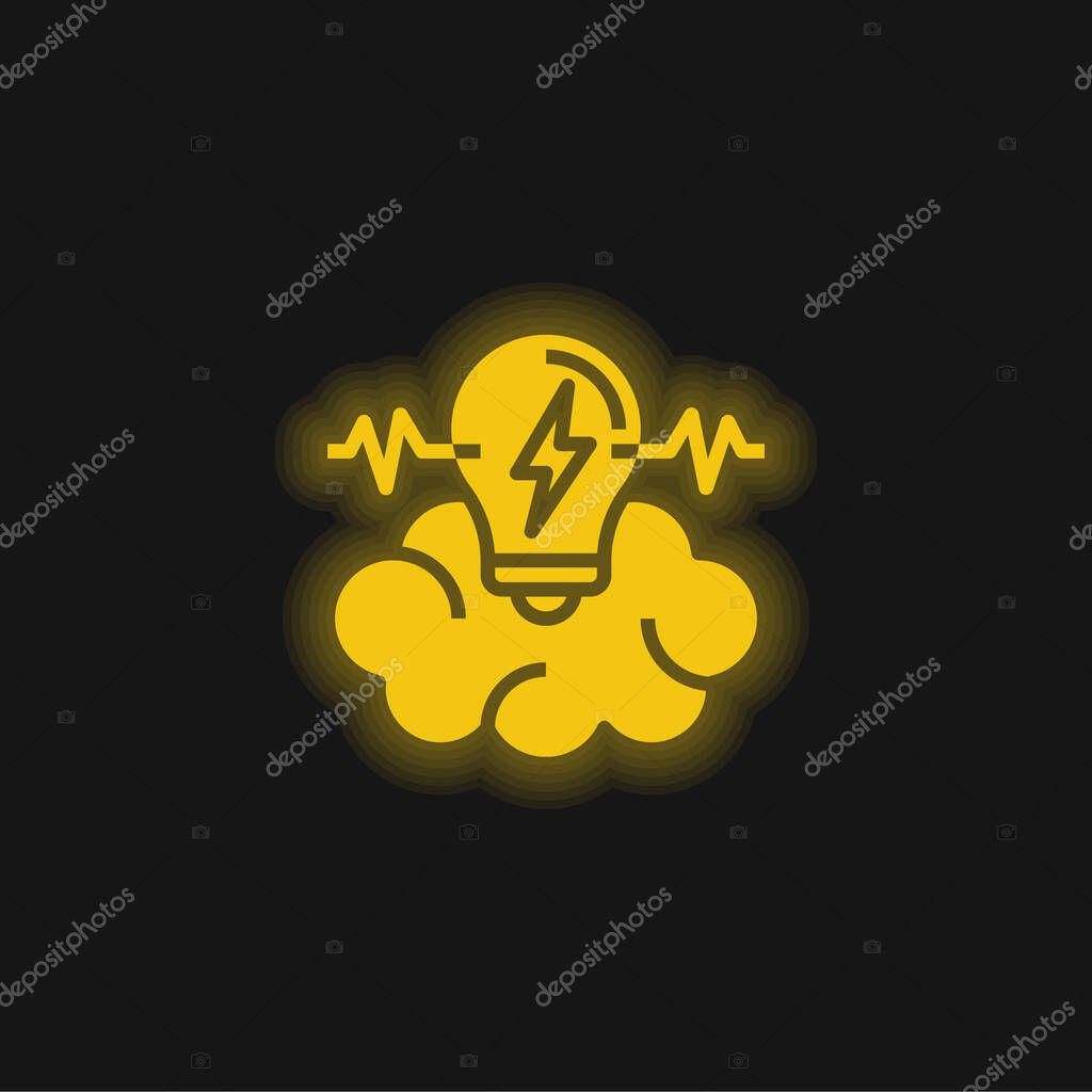 Brainstorm yellow glowing neon icon