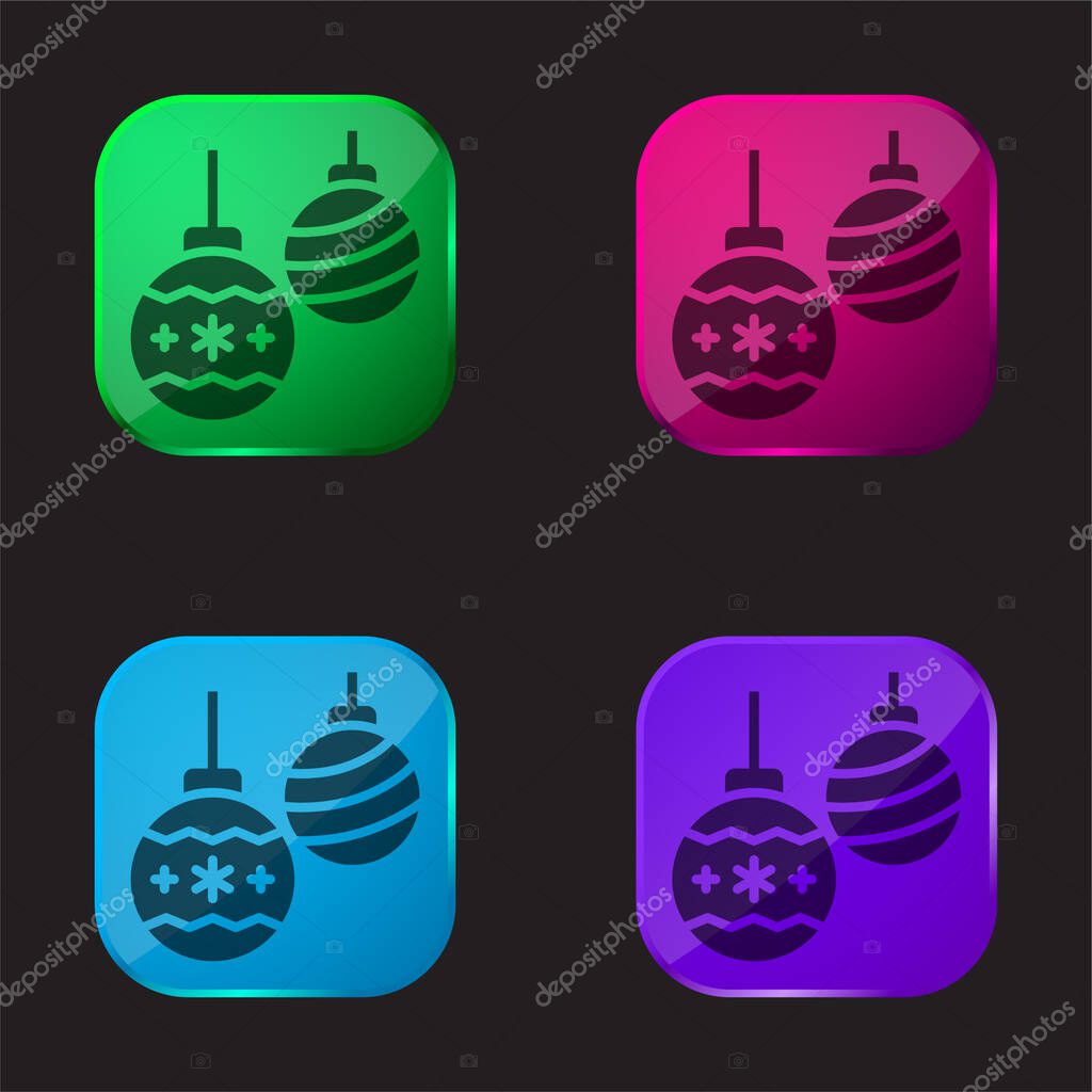 Bauble four color glass button icon