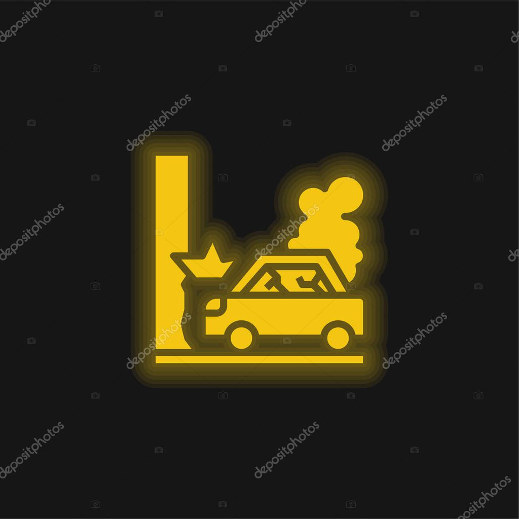 Accident yellow glowing neon icon