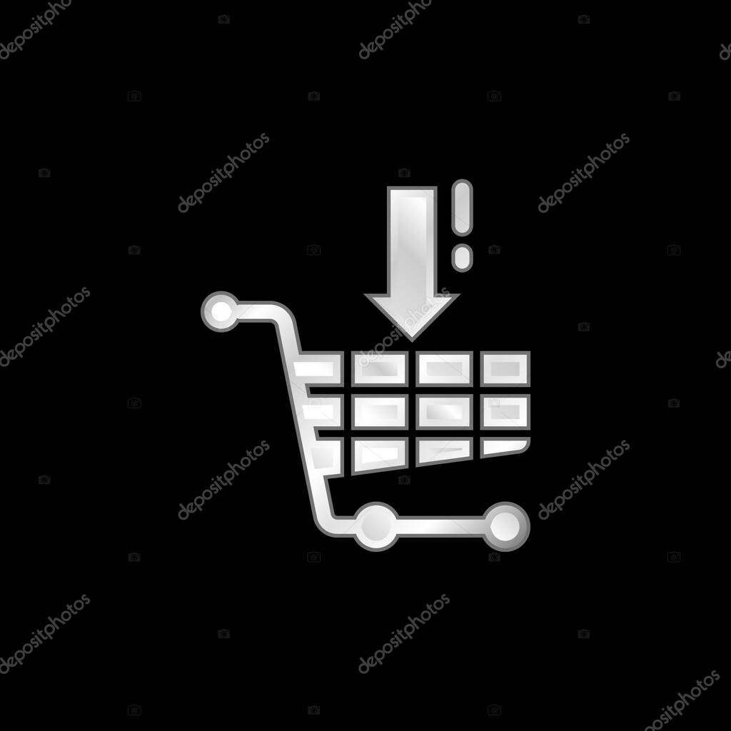 Add To Cart silver plated metallic icon