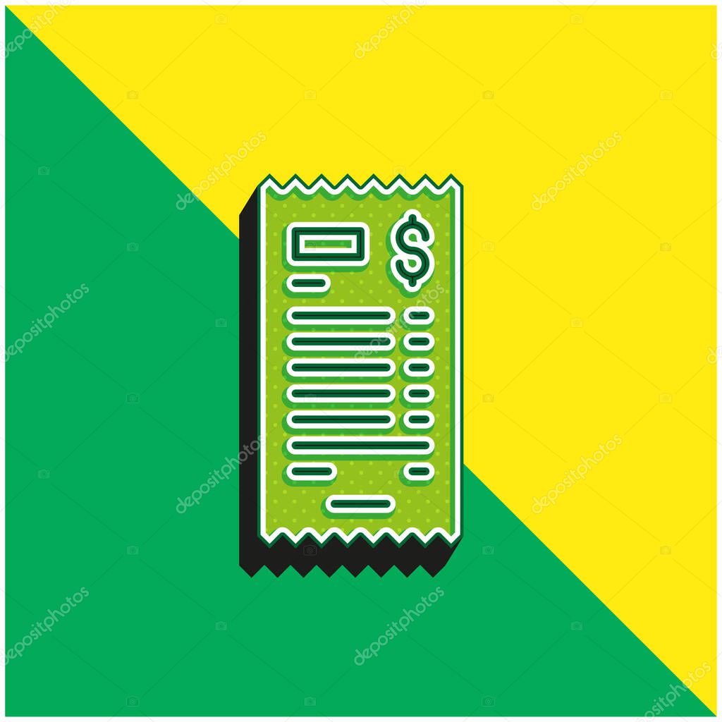 Bill Green and yellow modern 3d vector icon logo