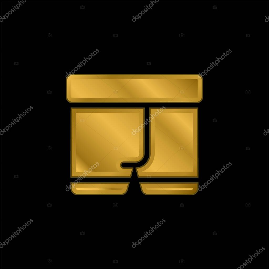 Boxers gold plated metalic icon or logo vector