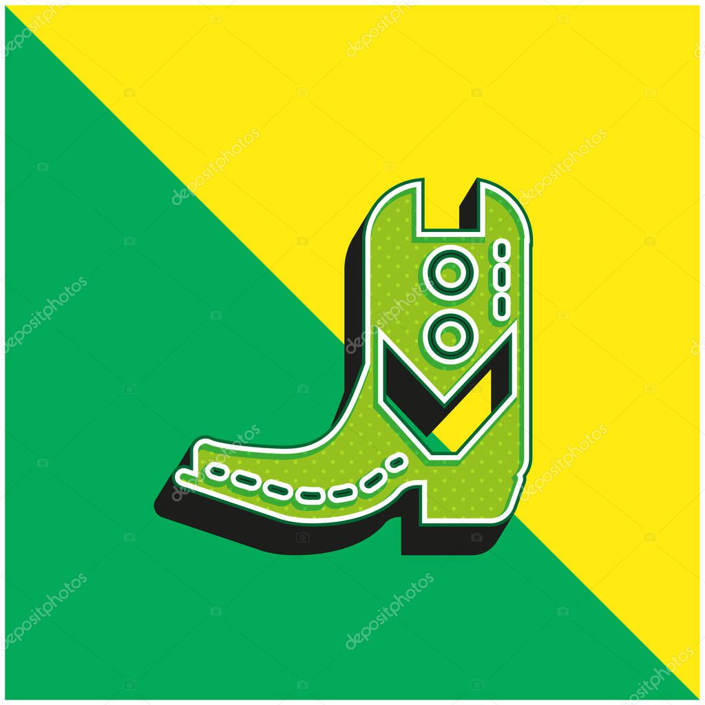 Boot Green and yellow modern 3d vector icon logo