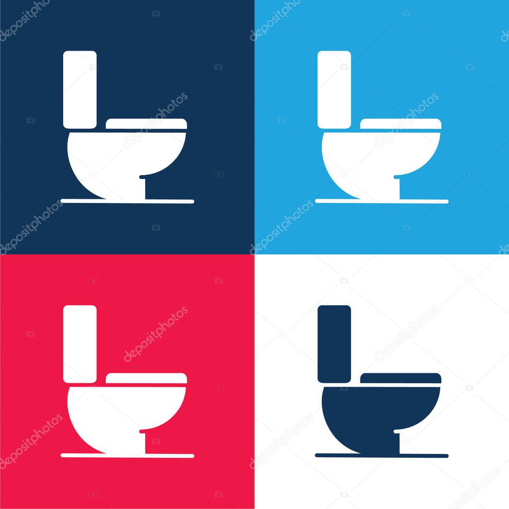 Bathroom blue and red four color minimal icon set