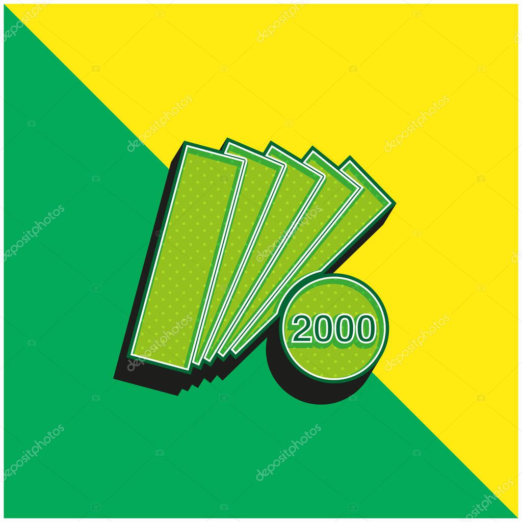 2000 Pieces Catalog Green and yellow modern 3d vector icon logo