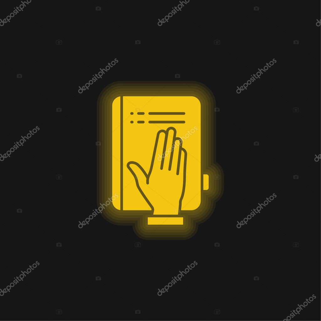Book yellow glowing neon icon
