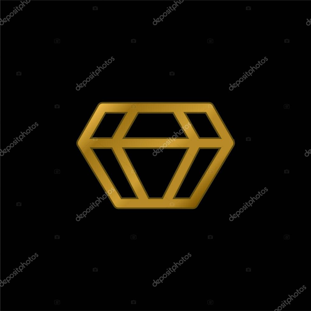Big Diamond gold plated metalic icon or logo vector