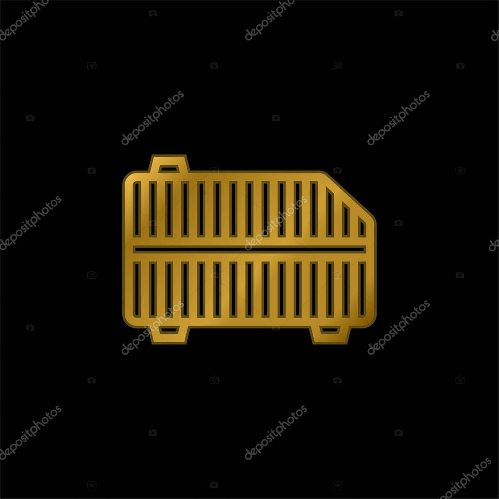 Air Filter gold plated metalic icon or logo vector