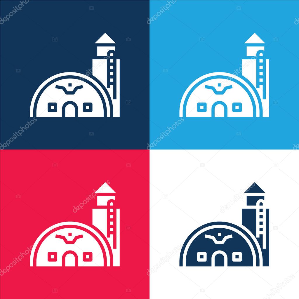 Base blue and red four color minimal icon set