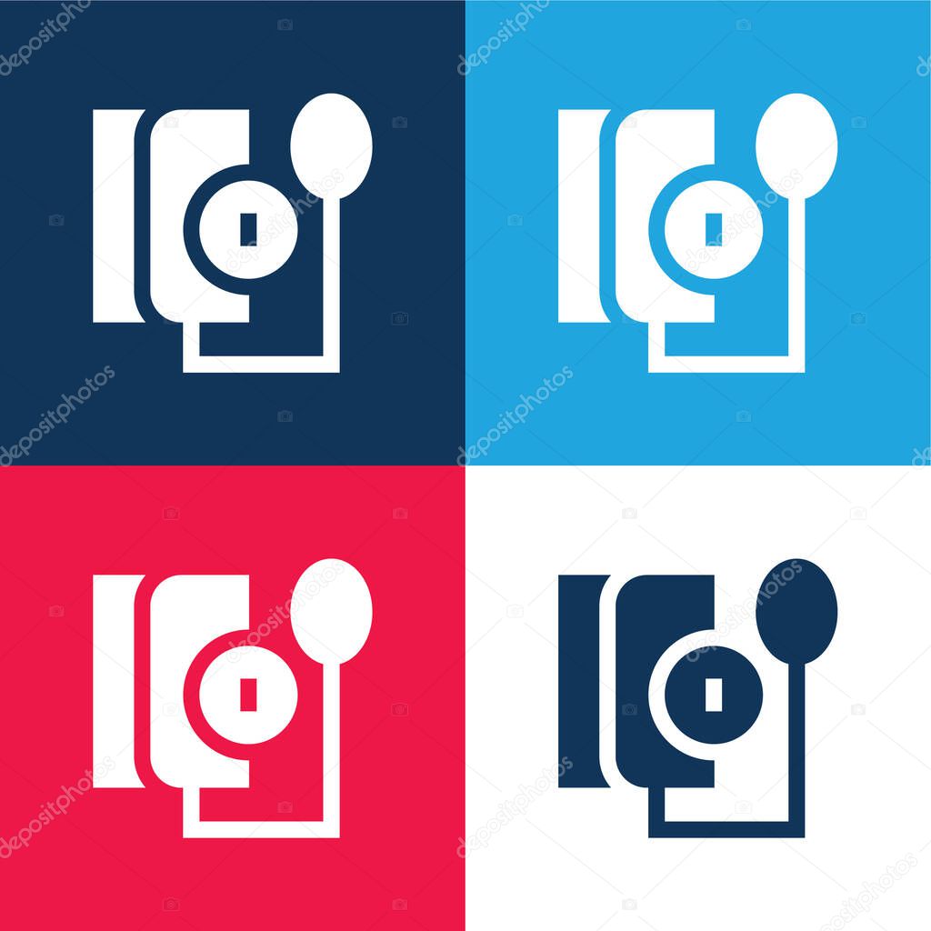 Blood Pressure Gauge blue and red four color minimal icon set