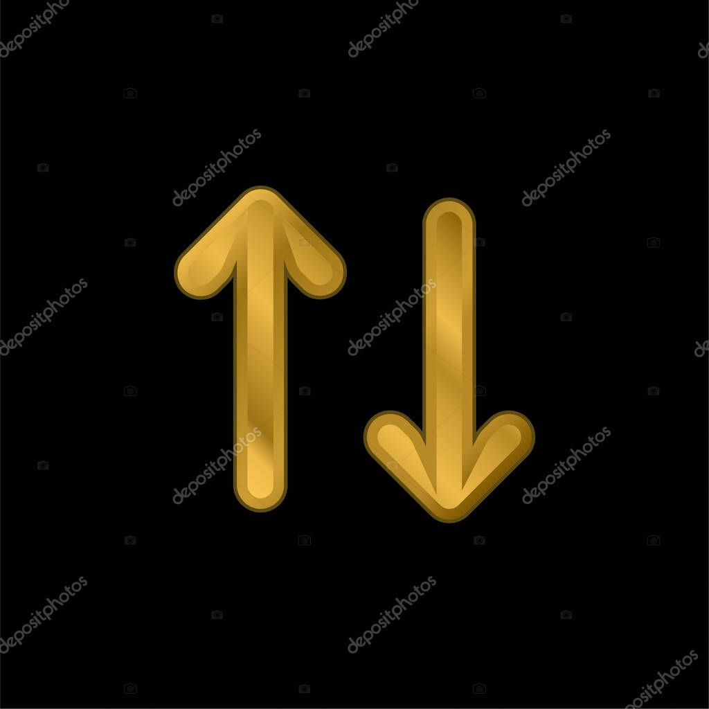 Arrows gold plated metalic icon or logo vector