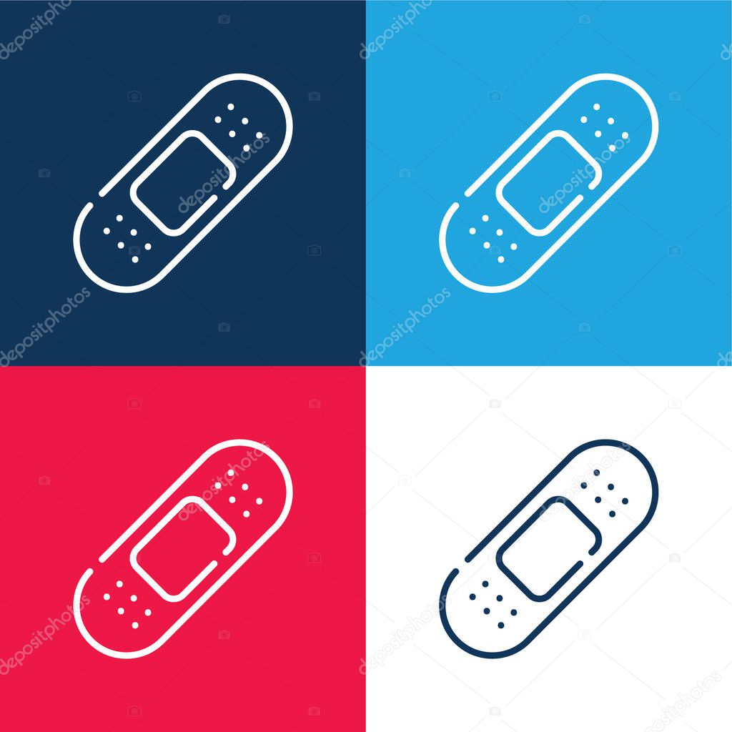 Band Aid blue and red four color minimal icon set