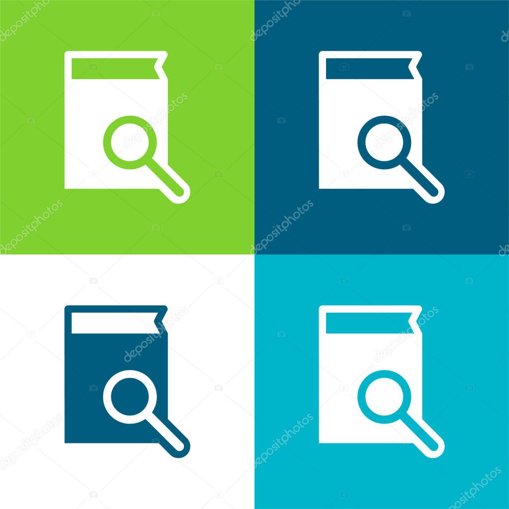 Book Search Interface Symbol Flat four color minimal icon set
