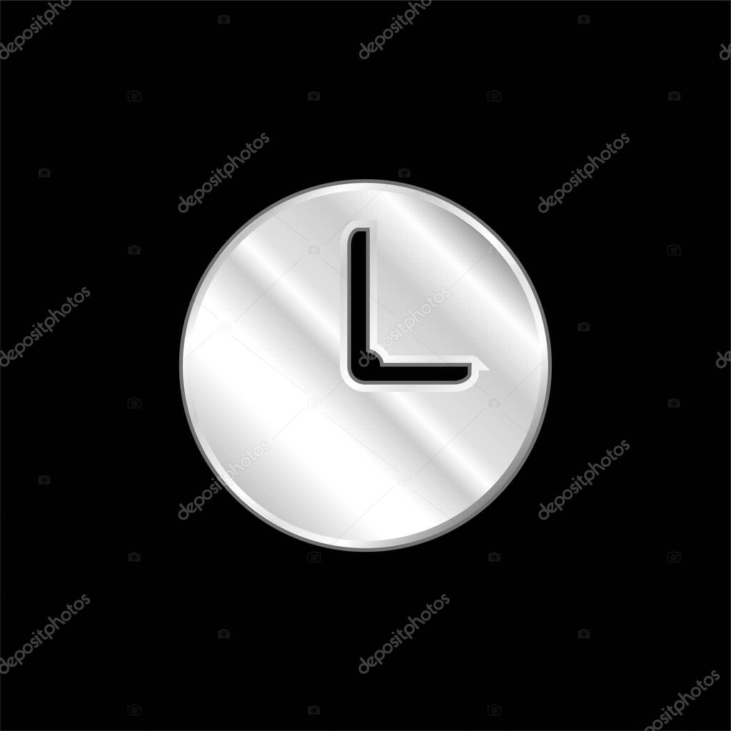 Black Wall Clock silver plated metallic icon