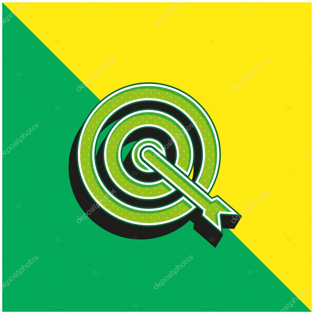 Arrow Shoot On Target Center Green and yellow modern 3d vector icon logo