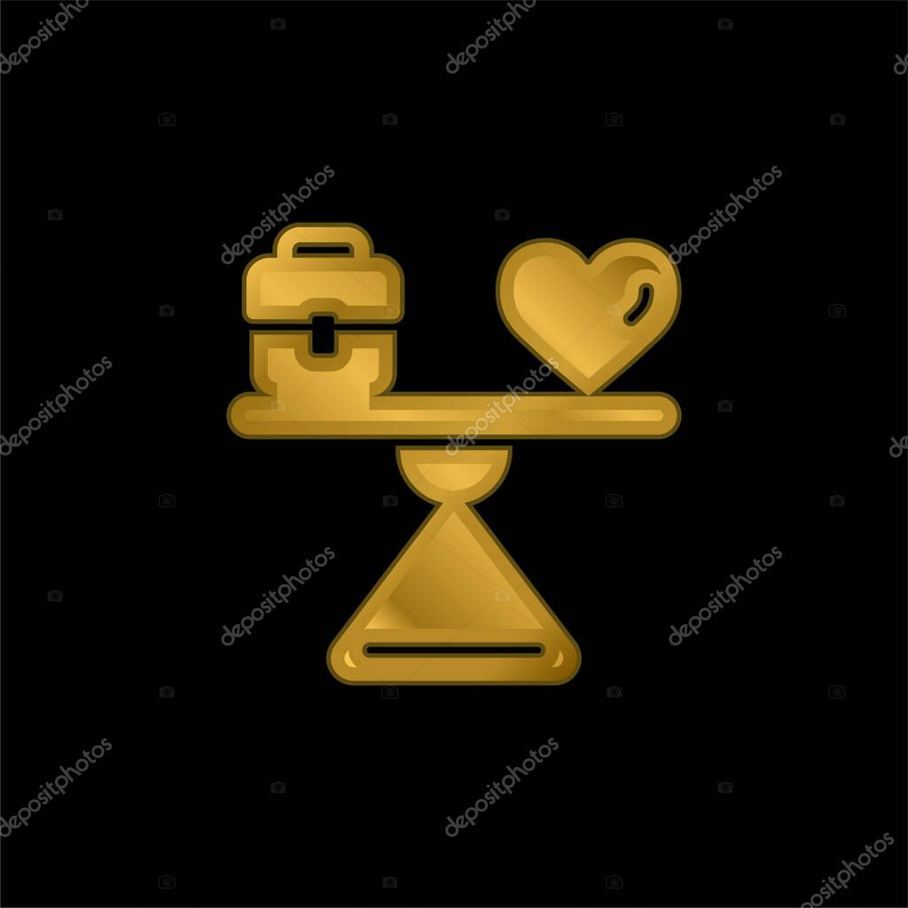 Balance gold plated metalic icon or logo vector