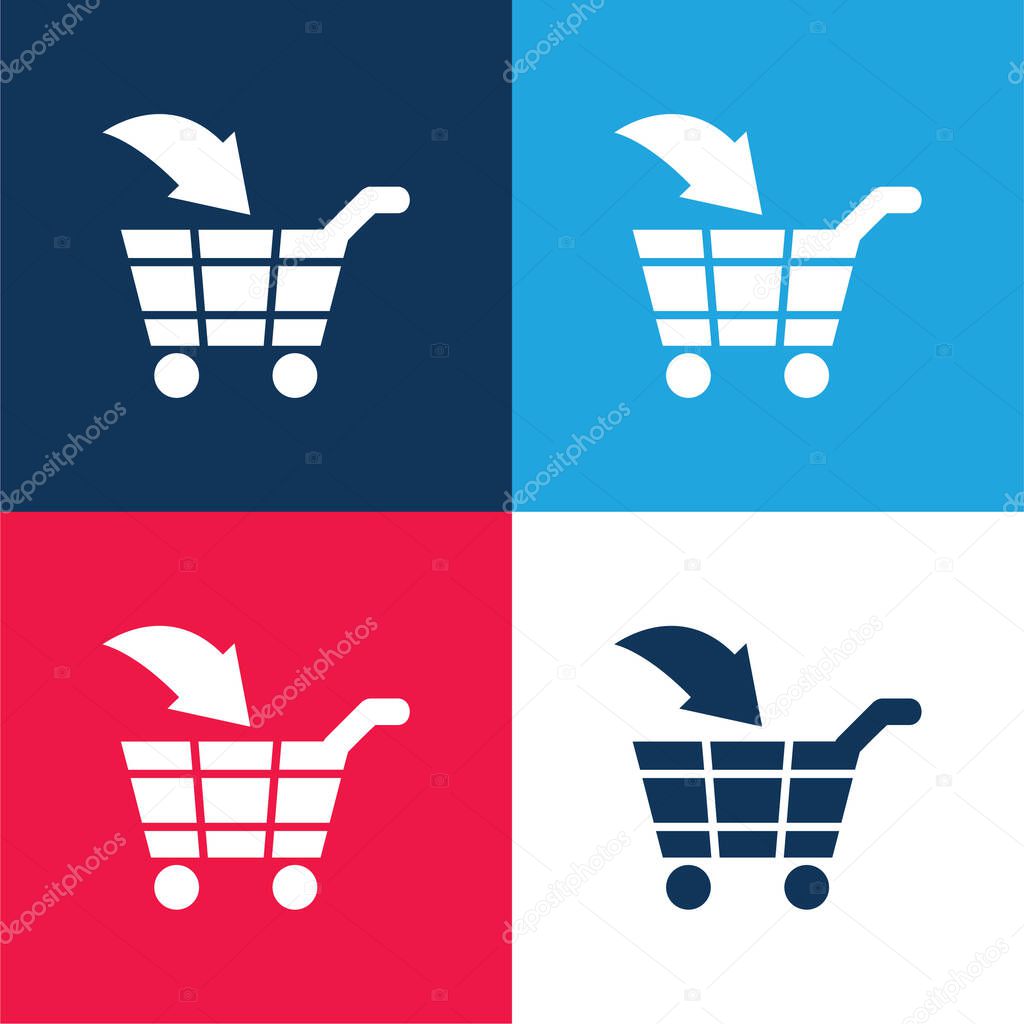 Add To Cart Commercial Symbol blue and red four color minimal icon set