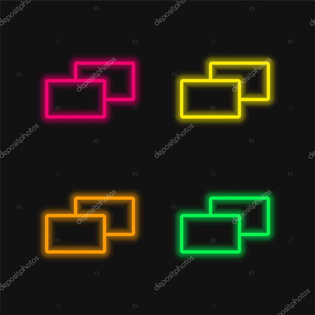 2 Squares four color glowing neon vector icon