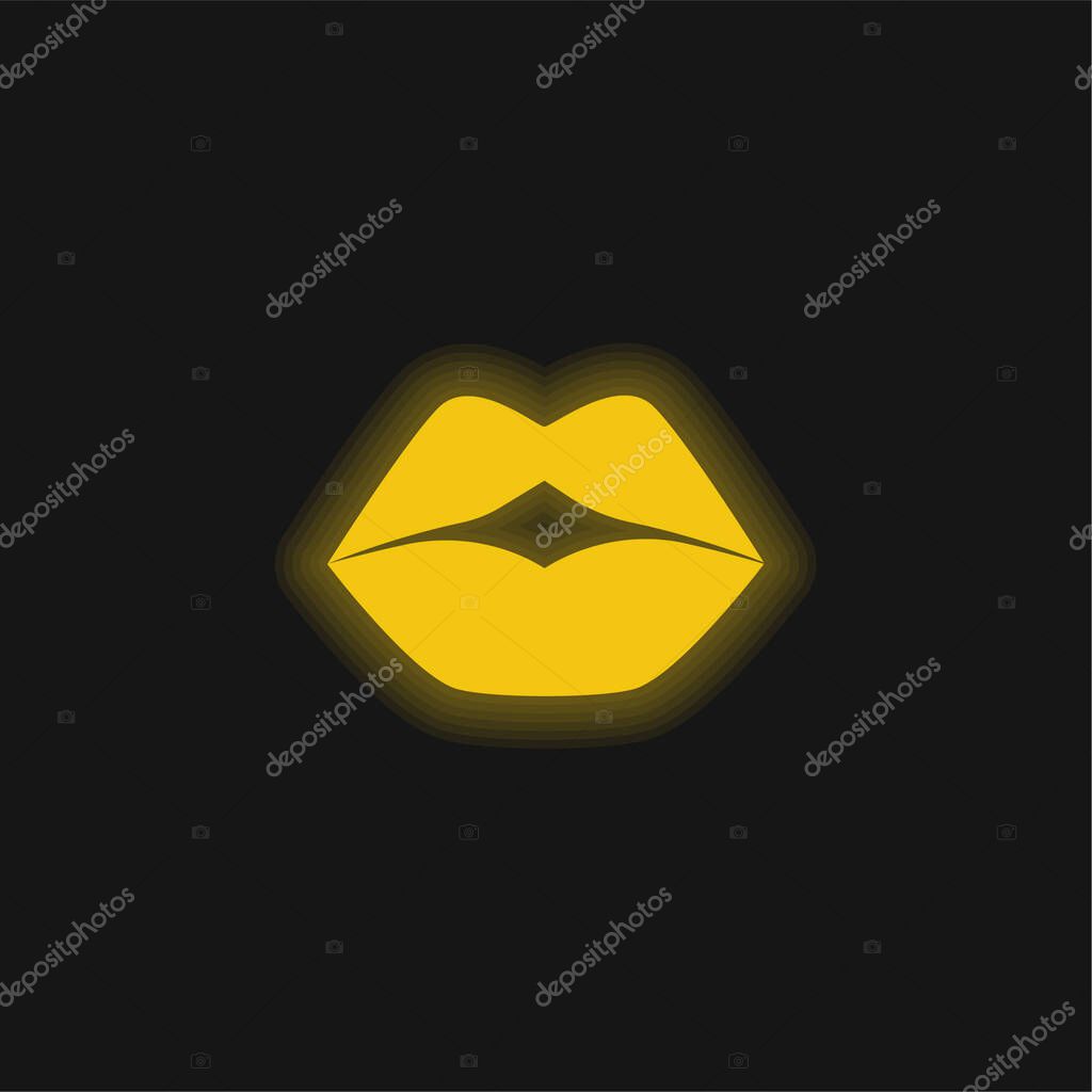 Big Lips yellow glowing neon icon