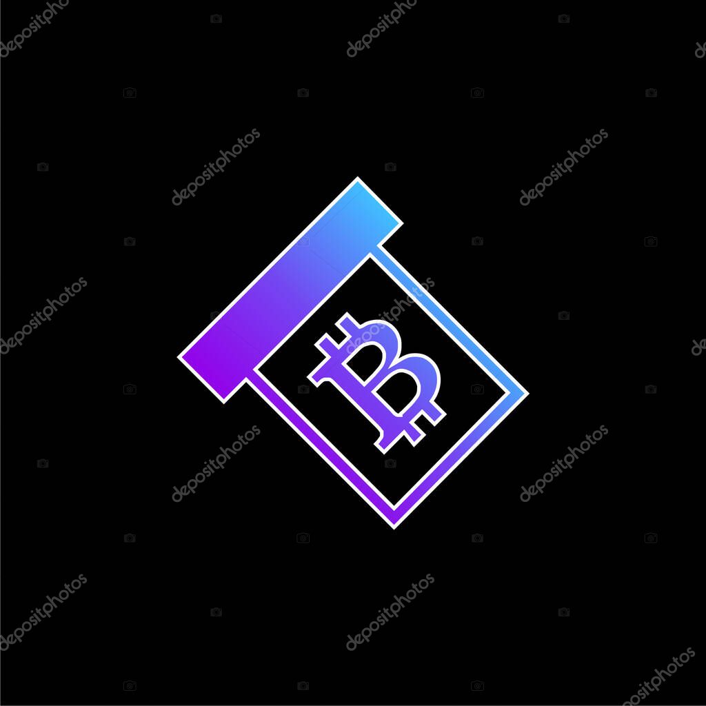 Bitcoin Withdraw Symbol blue gradient vector icon