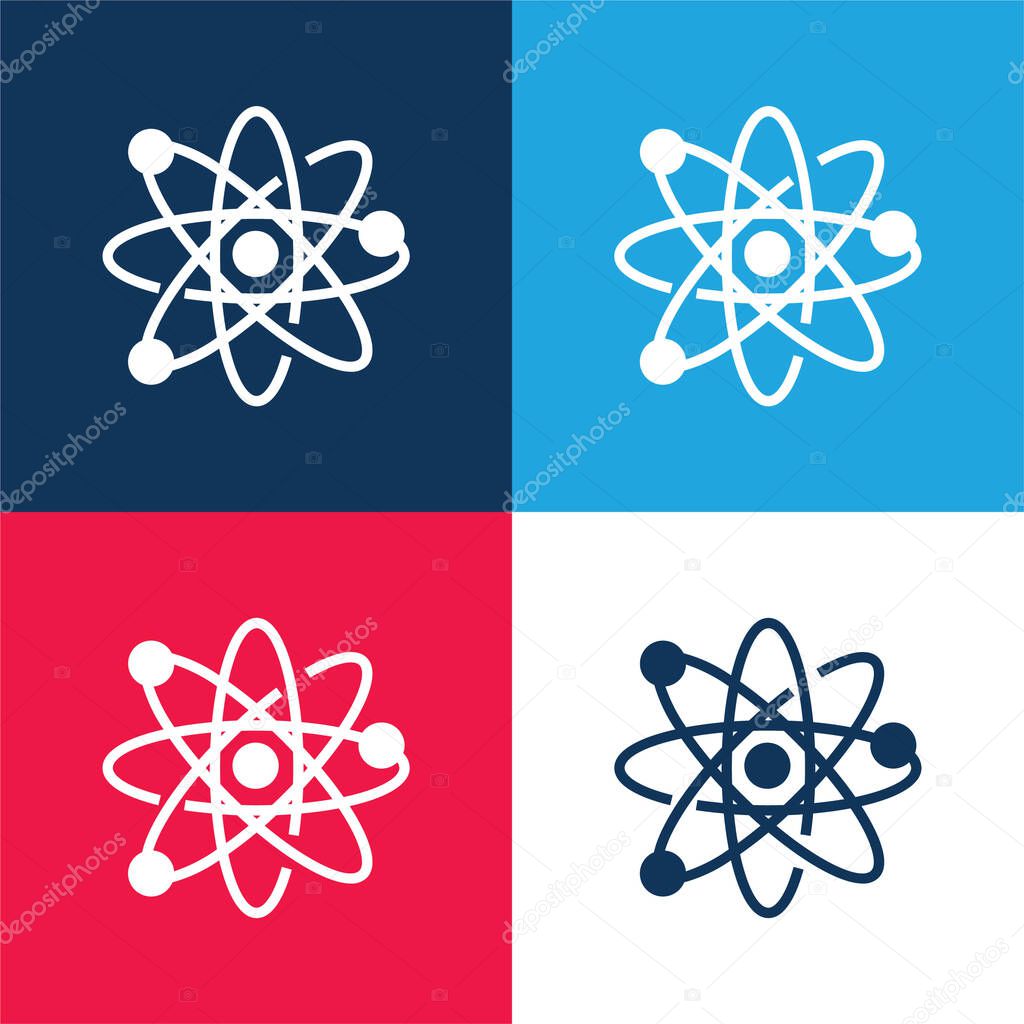 Atom blue and red four color minimal icon set