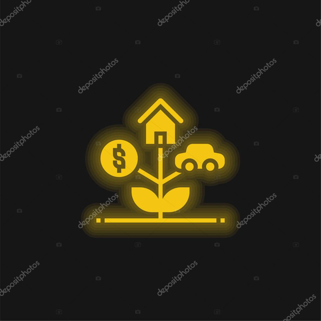 Assets yellow glowing neon icon