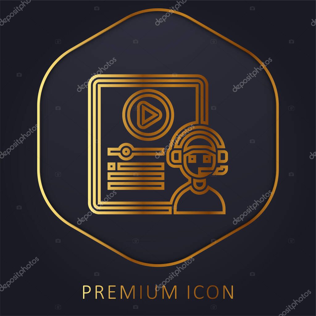 Blended Learning golden line premium logo or icon