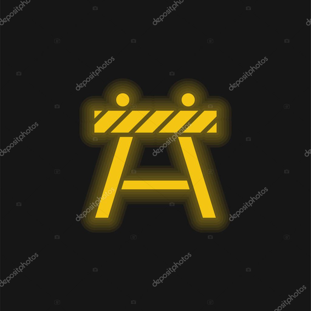 Barricade yellow glowing neon icon
