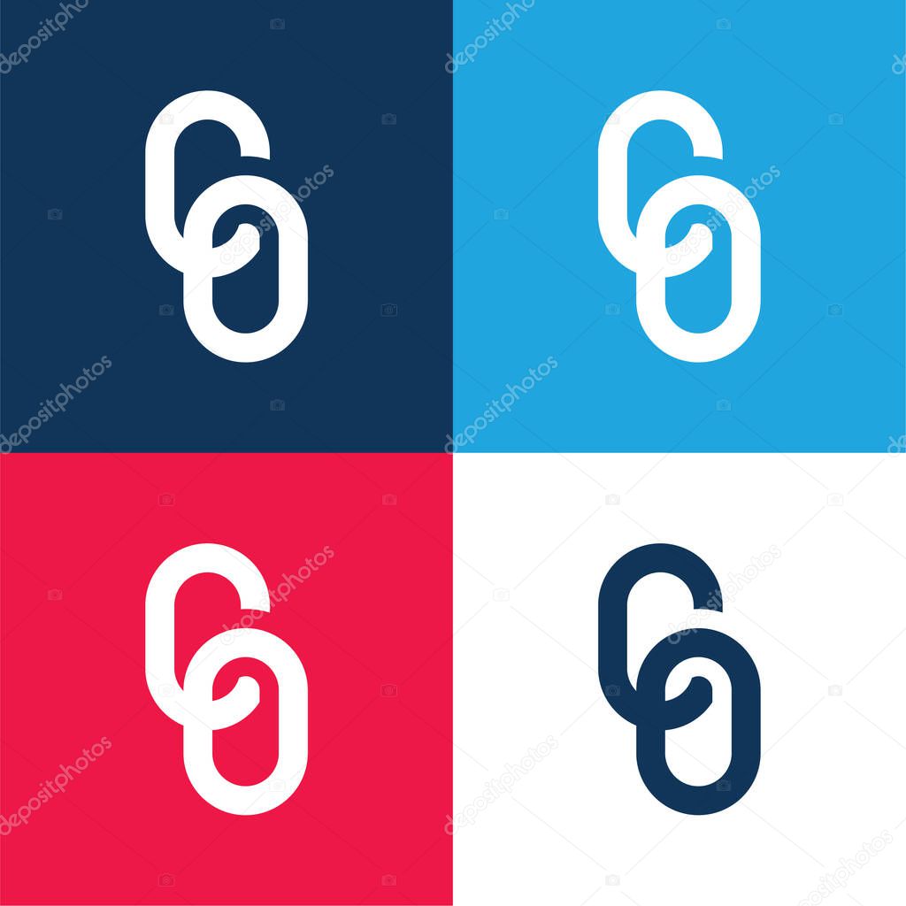 Big Chain blue and red four color minimal icon set