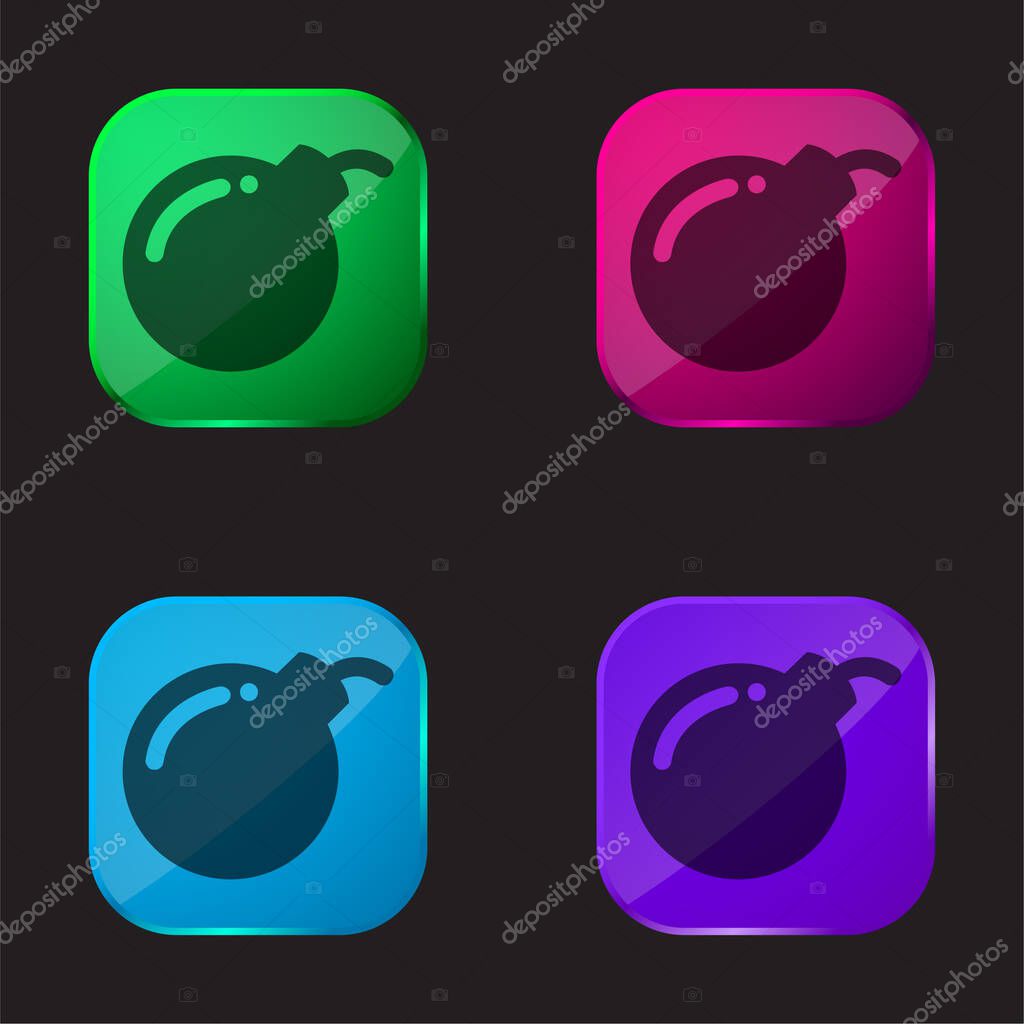 Bomb Antivirus Danger Symbol four color glass button icon