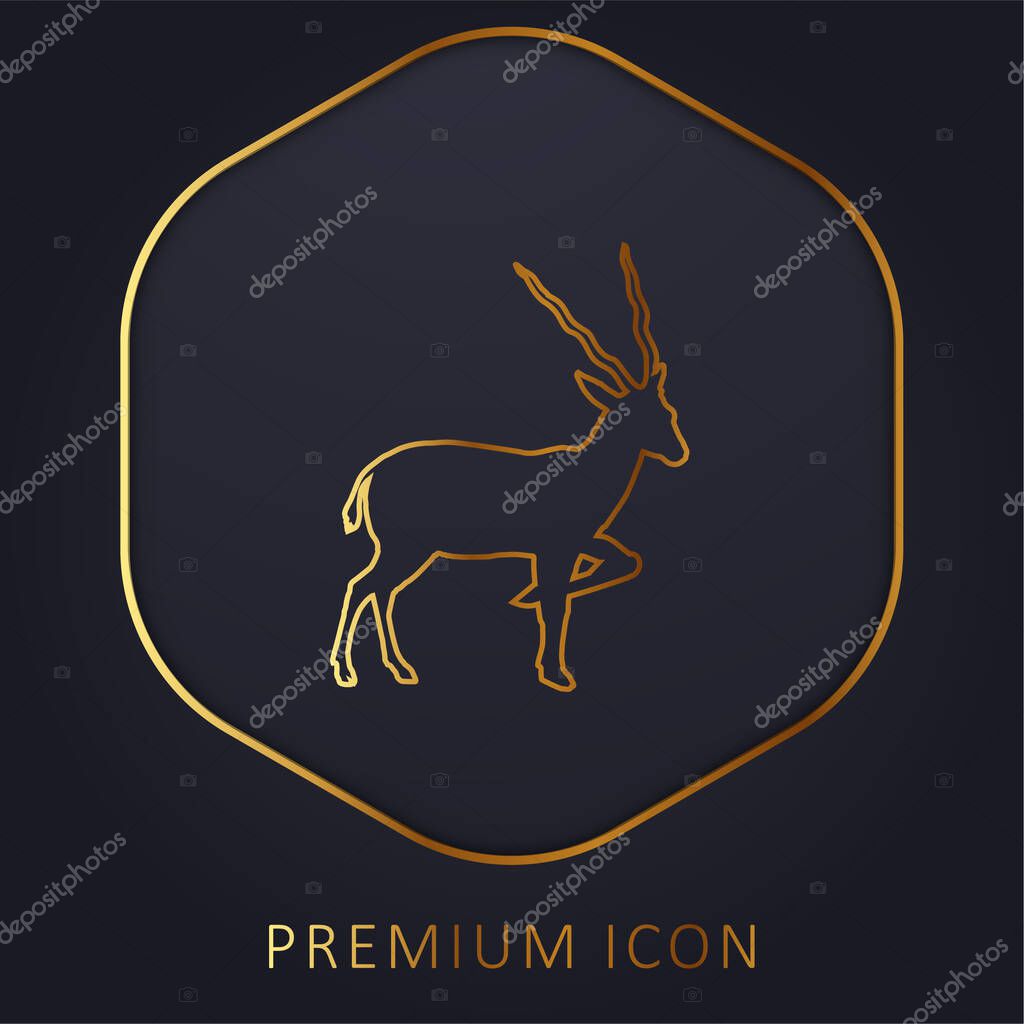 Antelope Silhouette From Side View golden line premium logo or icon