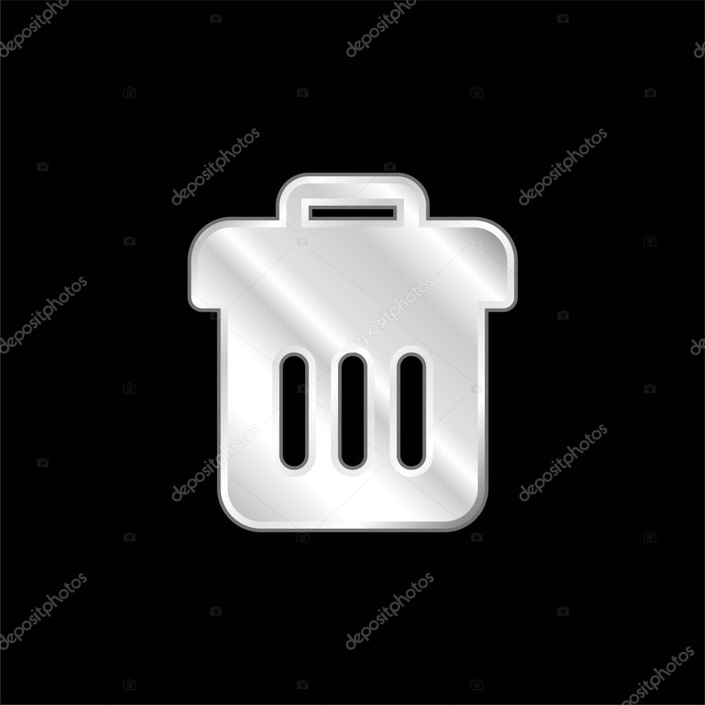 Bin silver plated metallic icon