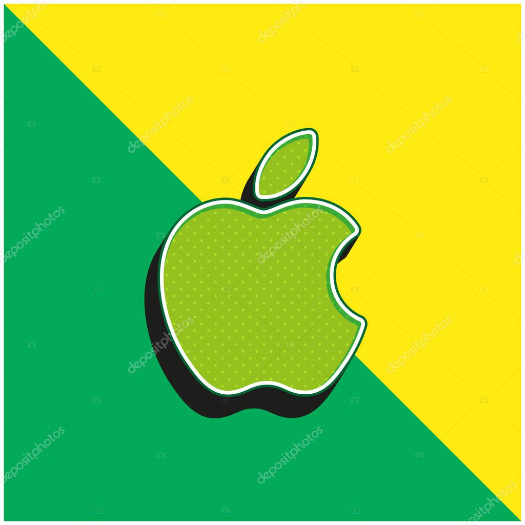 Apple Big Logo Green and yellow modern 3d vector icon logo